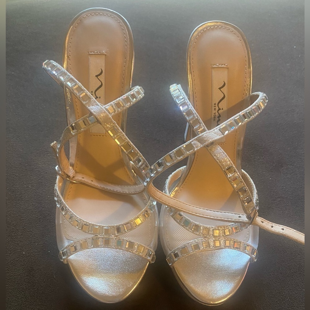 Nina  Silver Strappy Heels